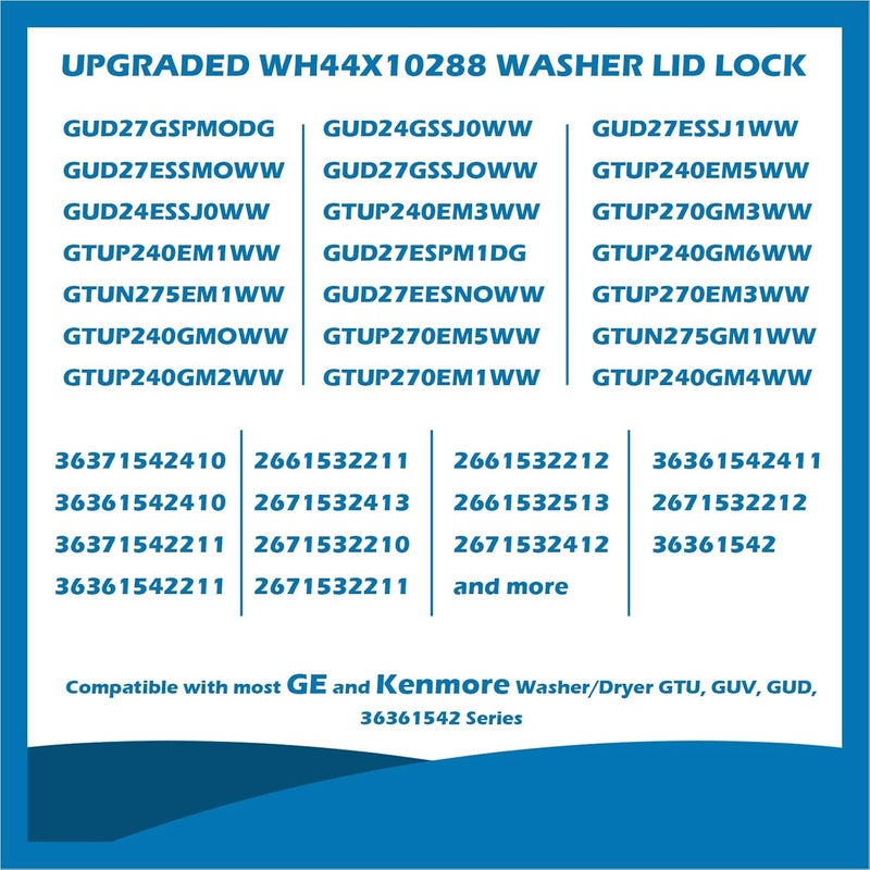 IWIWE WH44X10288 Washer Door Lid Lock Switch Replacement for GE/Kenmore Washers (Top-Load), Replaces PS3496878 AP5270191 1974376 AH3496878 EA3496878 ES10288 PD00025562, Fixes Unlocking/Leaking Issues - Image 5